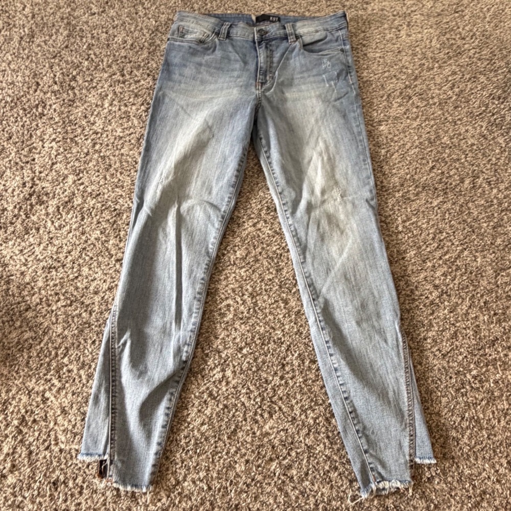 Kut from the Kloth Connie High Rise Ankle Skinny Jeans Raw Hem Size 10